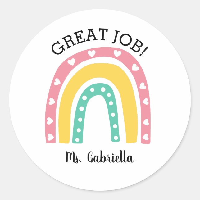 Great Job Rainbow Classic Round Sticker (Front)