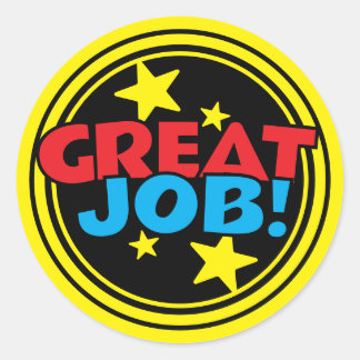 Great job stars employee student recognition classic round sticker