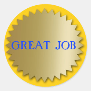 Great Job Student Custom Gold Medallion Stickers