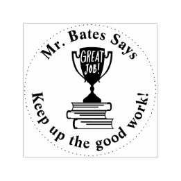 Great Job Trophy Teacher Personalised Pre Inked Self-inking Stamp