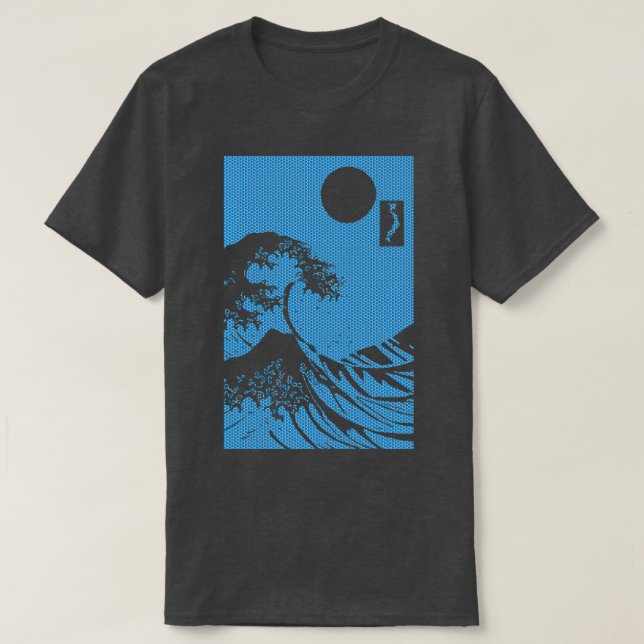 Great Kanagawa Wave Polka Hexagonal Honeycomb Fill T-Shirt (Design Front)
