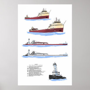 Great Lake freighter Reserve/ Barge Maumee history Poster