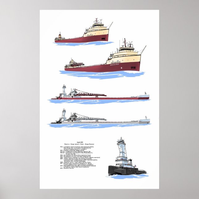 Great Lake freighter Reserve/ Barge Maumee history Poster (Front)