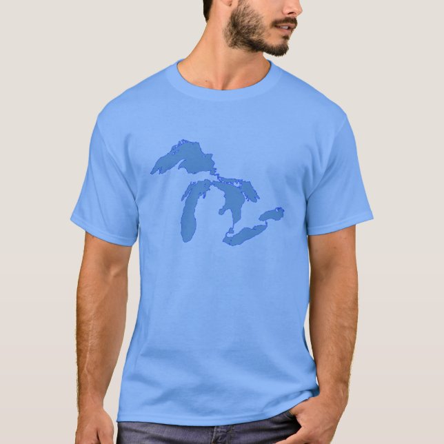 Great Lakes Alone - Blue T-Shirt (Front)