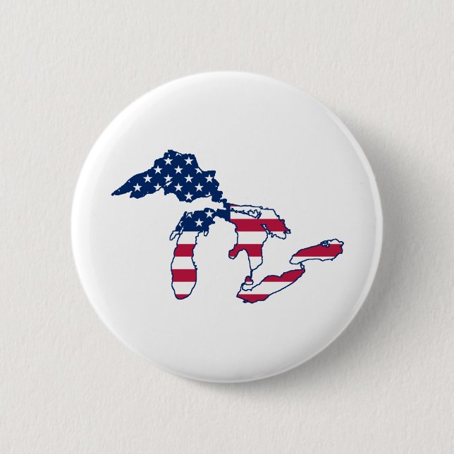 Great Lakes American Flag 6 Cm Round Badge (Front)