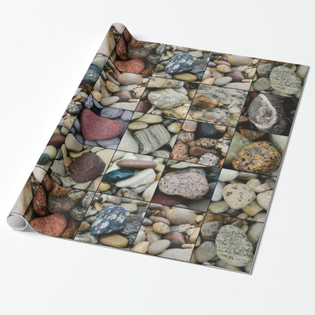 Great Lakes Beach Stones Wrapping Paper (Unrolled)