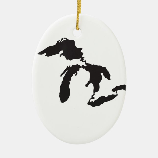Great Lakes Custom Illustration Ceramic Tree Decoration (Front)