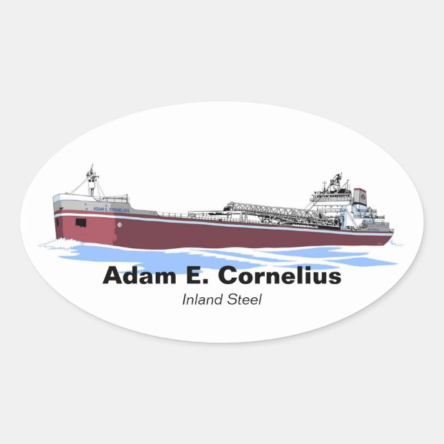 Great Lakes freighter Adam E. Cornelius (Inland) Oval Sticker (Front)