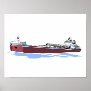 Great Lakes freighter Adam E. Cornelius (Inland) Poster