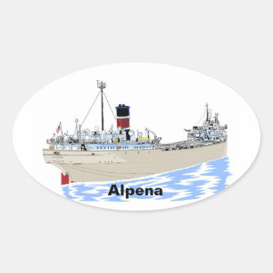 Great Lakes freighter Alpena Oval Sticker