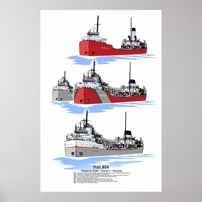 Great Lakes freighter Calcite II history poster (Front)