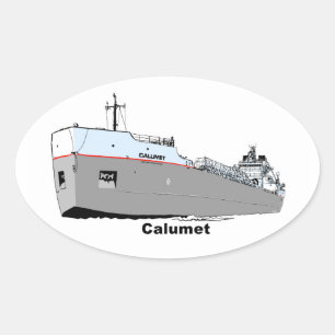 Great Lakes Freighter Calumet ex-Roesch Oval Sticker