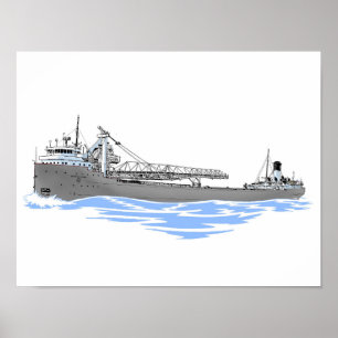 Great Lakes freighter George A. Sloan gray Poster