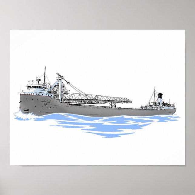Great Lakes freighter George A. Sloan grey Poster (Front)