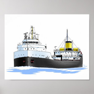 Great Lakes freighter Johnstown (stretched) Poster