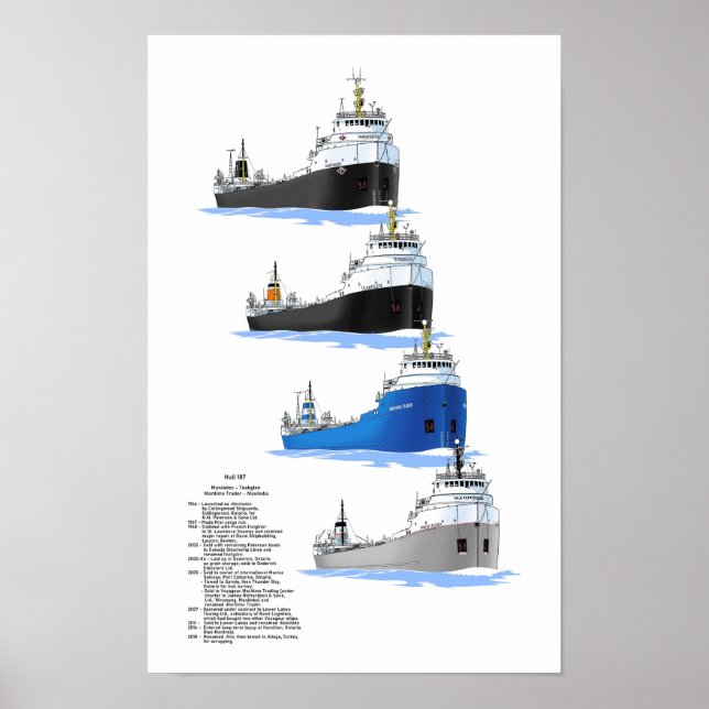 Great Lakes freighter Manitoba history poster (Front)