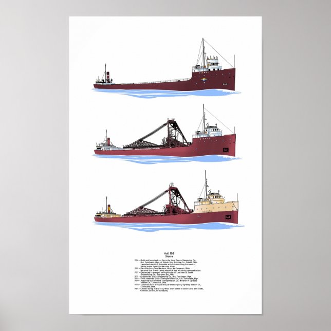 Great Lakes Freighter Sierra History Poster (Front)