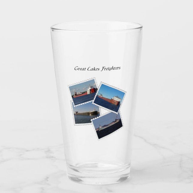 Great Lakes Freighters stamp glass (Front)