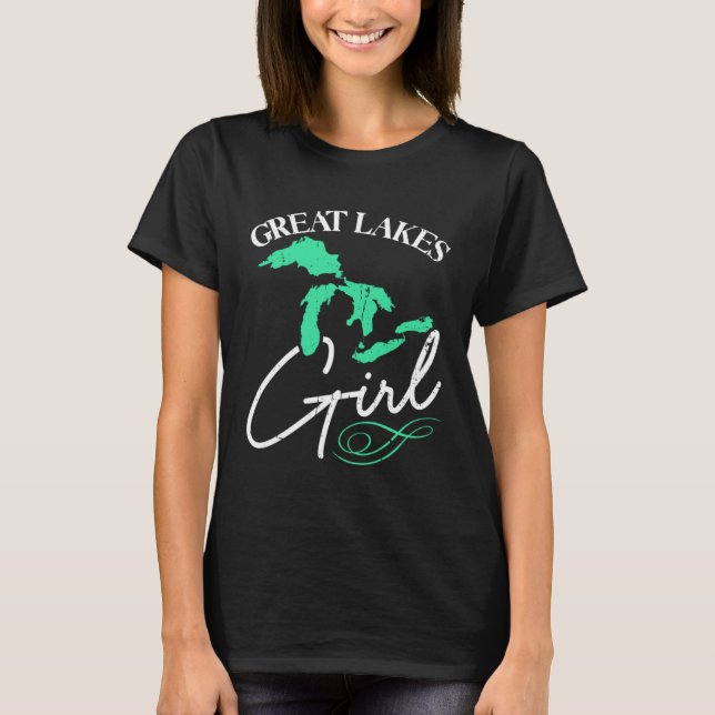 Great Lakes Girl Michigan Midwest Detroit Ladies S T-Shirt (Front)
