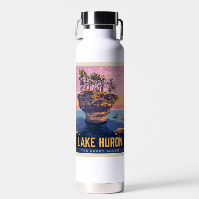 Great Lakes | Lake Huron Water Bottle (Front)
