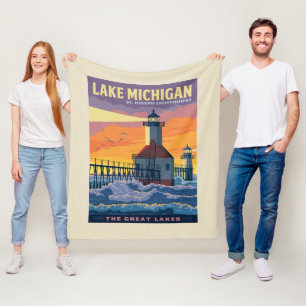 Great Lakes Lake Michigan Fleece Blanket