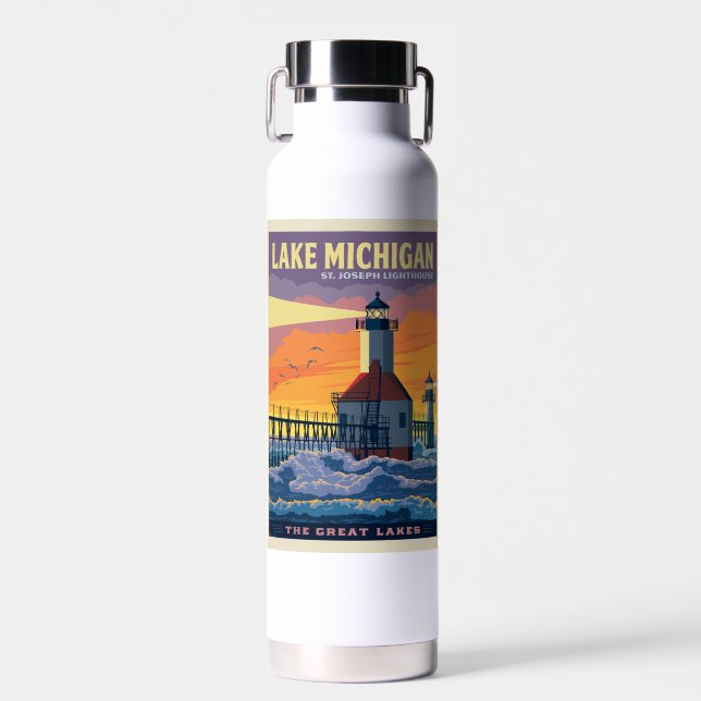 Great Lakes | Lake Michigan Water Bottle (Front)