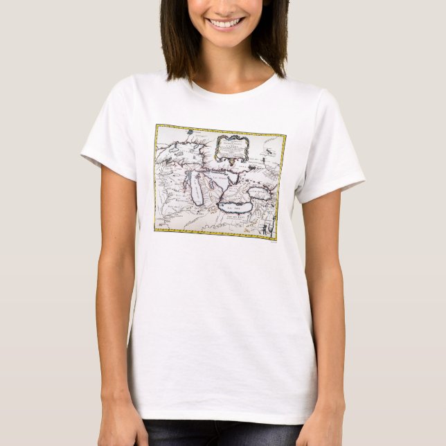Great Lakes Map, 1755 T-Shirt (Front)