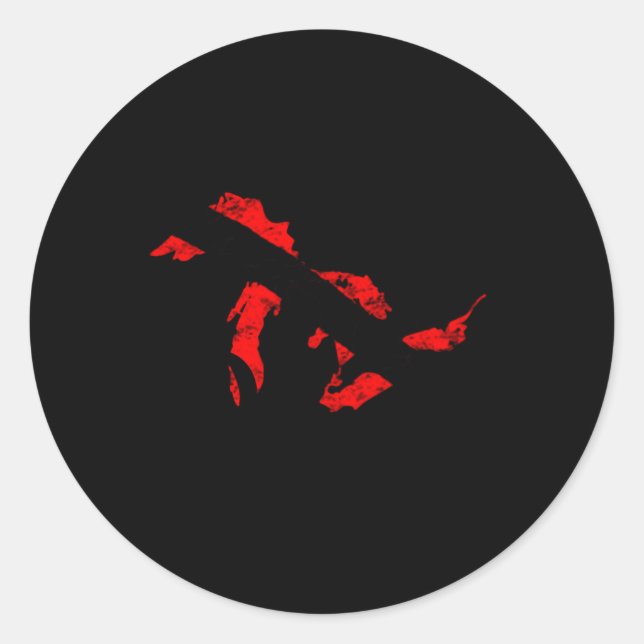 Great Lakes Map Diver Dive Flag Scuba Diver Classic Round Sticker (Front)