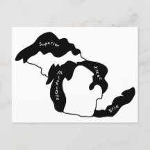 Great Lakes of Michigan Map Postcard