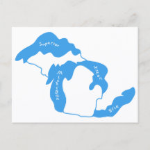 Great Lakes of Michigan Map Postcard