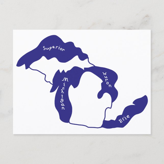 Great Lakes of Michigan Map Postcard (Front)