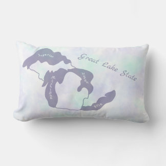Great Lakes of Michigan Watercolor Map Lumbar Cushion