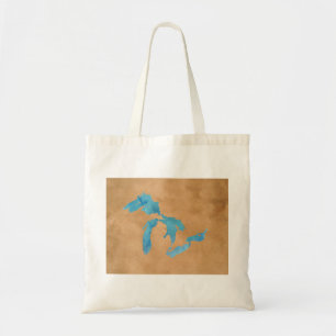 Great Lakes silhouette map outline in watercolor Tote Bag