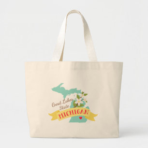 Great Lakes State Large Tote Bag