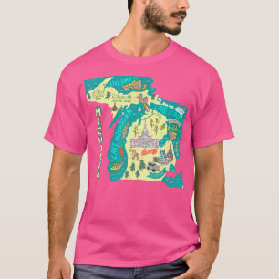 Great Lakes State Map Tee Michigan Vacations Campi