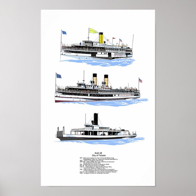 Great Lakes steamer City of Toledo Poster (Front)