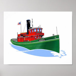 Great Lakes tug America early Poster
