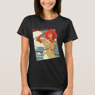 Great Lakes Woman Red Hat Travel T-Shirt