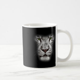 Great Lion Cat Face With Dark Green Eyes Crazy Art Coffee Mug