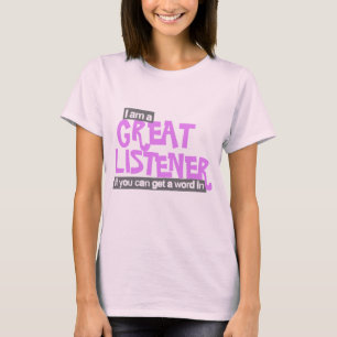Great listener ladies pink purple t-shirt