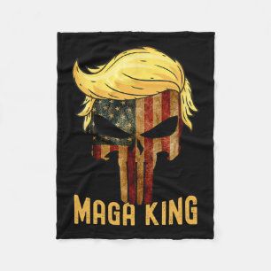 Great Maga King Shirt Donald Trump Skull Fleece Blanket