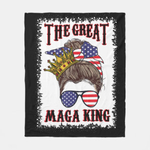 Great Maga king th Of July Messy Bun USA Flag for Fleece Blanket