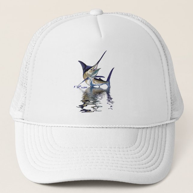 Great marlin with reflection in water trucker hat (Front)