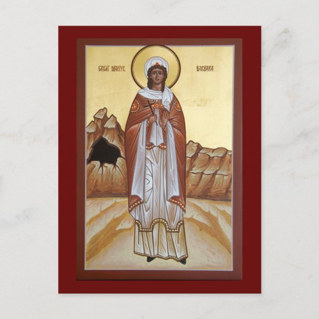 Great Martyr Barbara Icon Prayer Card (Front)