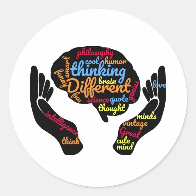 Great Minds Think Different round sticker (Front)