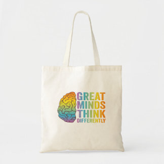Great Minds Think Differently Adhd Neurodivergent Tote Bag