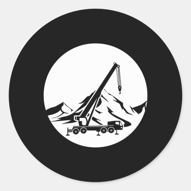 Great Mobile Crane Construction Machine Classic Round Sticker (Front)
