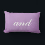 Great Mr. and Mrs. Wedding Theme Lumbar Cushion<br><div class="desc">A great wedding gift,  this pillow will make a lovely gift for a newlywed couple.  Featuring a purple parchment background and white cursive font displaying "and".  Check out the matching pillows in the collection.  Place your order today!</div>