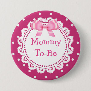 Great Mummy to Be Pink Dots Baby Shower Button