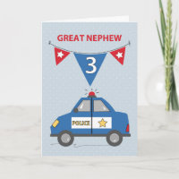 Great Nephew 3rd Birthday Blue Police Car
